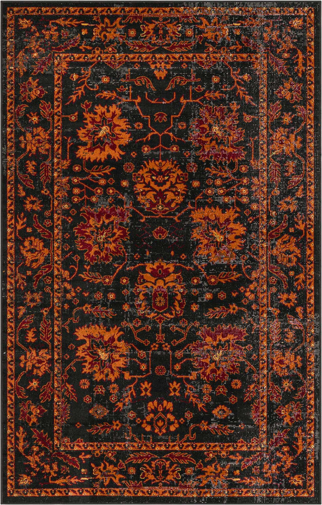 Black 5' 3 x 8' Lucerne Rectangle Area Rug 100% Polypropylene Traditional Classic Easy Clean Carpet for Kitchens, Living Rooms, Bedroom, Office for Sale at Rug Engine