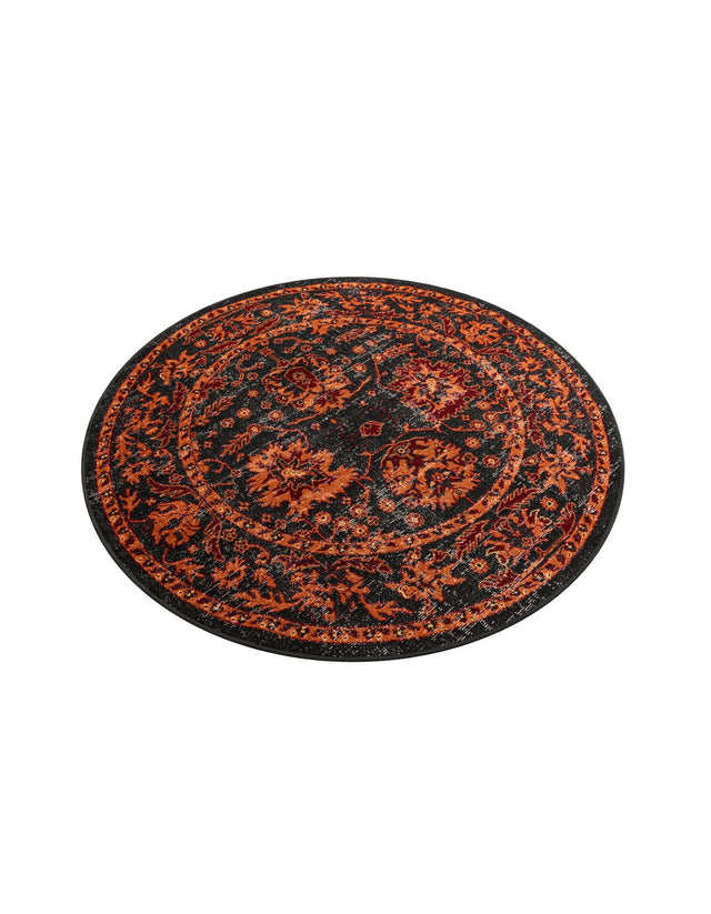 Black 5' 3 x 5' 3 Lucerne Round Area Rug 100% Polypropylene Traditional Classic Easy Clean Carpet for Kitchens, Living Rooms, Bedroom, Office for Sale at Rug Engine