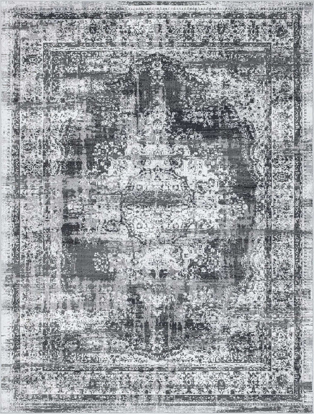 Gray 9' x 12' Lucerne Rectangle Area Rug 100% Polypropylene Traditional Classic Easy Clean Carpet for Kitchens, Living Rooms, Bedroom, Office for Sale at Rug Engine