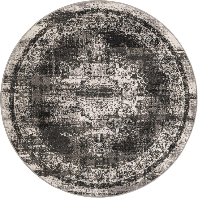 Gray 5' 3 x 5' 3 Lucerne Round Area Rug 100% Polypropylene Traditional Classic Easy Clean Carpet for Kitchens, Living Rooms, Bedroom, Office for Sale at Rug Engine