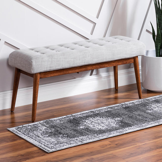 Gray 2' x 6' 1 Lucerne Runner Area Rug 100% Polypropylene Traditional Classic Easy Clean Carpet for Kitchens, Living Rooms, Bedroom, Office for Sale at Rug Engine