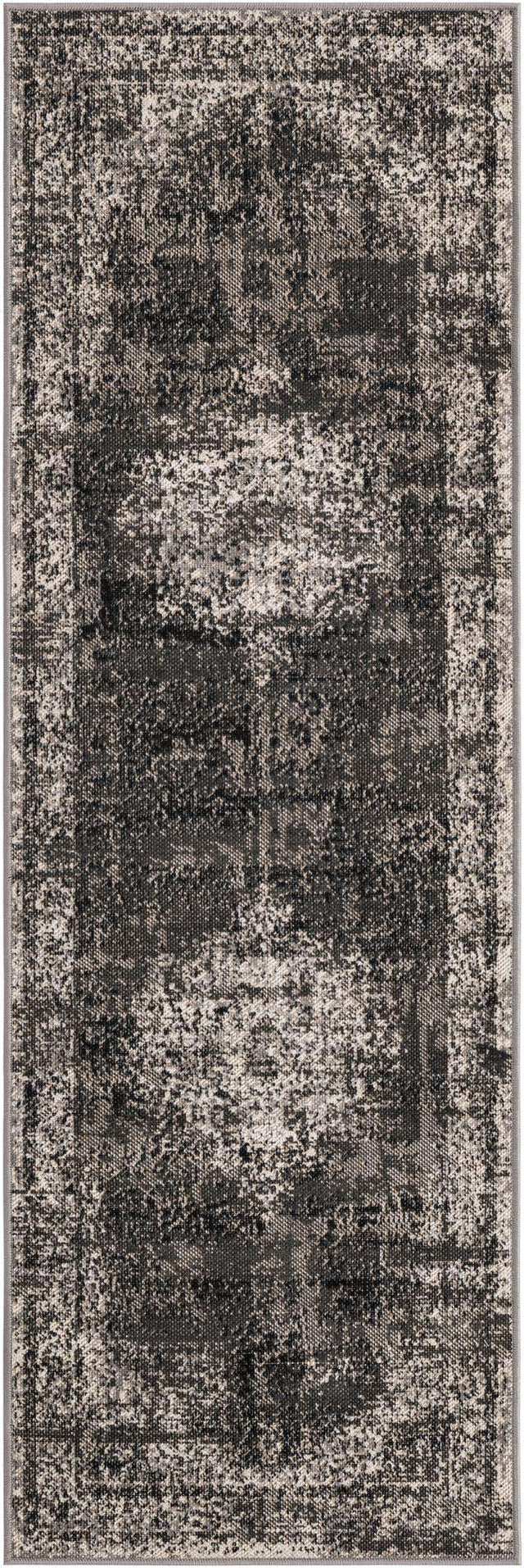 Gray 2' x 6' 1 Lucerne Runner Area Rug 100% Polypropylene Traditional Classic Easy Clean Carpet for Kitchens, Living Rooms, Bedroom, Office for Sale at Rug Engine