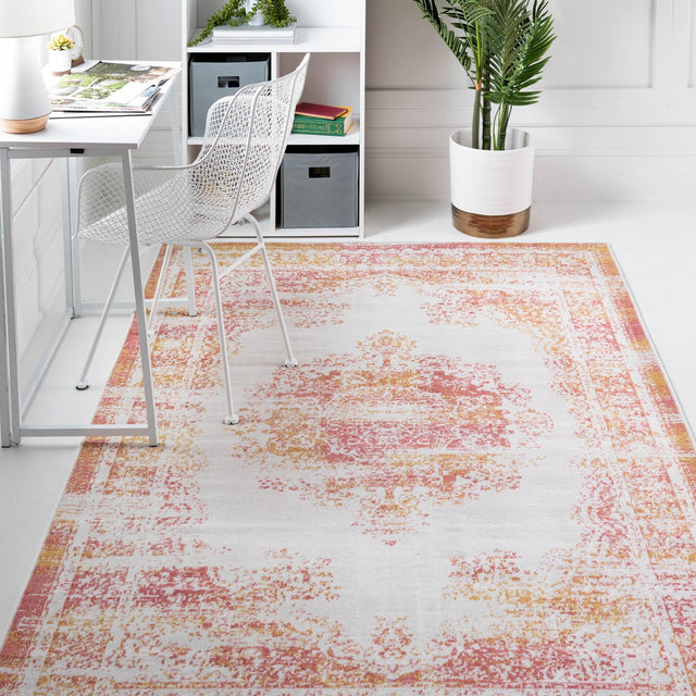 Ivory 5' 3 x 8' Lucerne Rectangle Area Rug 100% Polypropylene Traditional Classic Easy Clean Carpet for Kitchens, Living Rooms, Bedroom, Office for Sale at Rug Engine