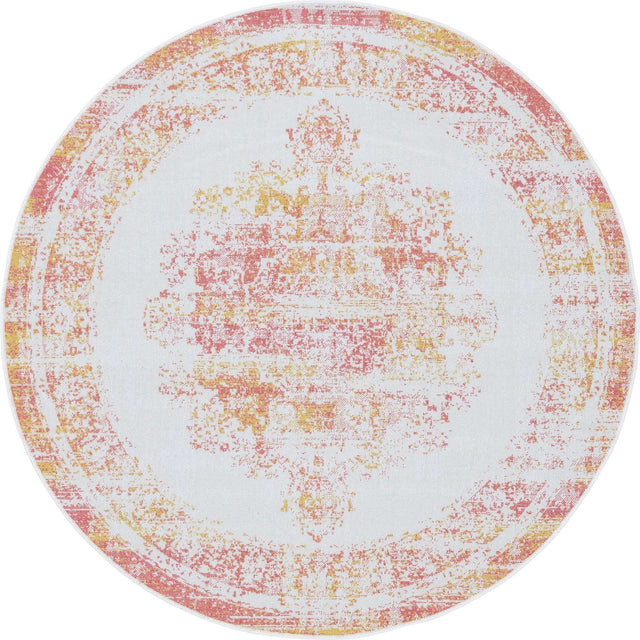 Ivory 5' 3 x 5' 3 Lucerne Round Area Rug 100% Polypropylene Traditional Classic Easy Clean Carpet for Kitchens, Living Rooms, Bedroom, Office for Sale at Rug Engine