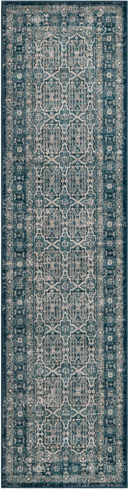Blue 2' 7 x 10' Lucerne Runner Area Rug 100% Polypropylene Traditional Classic Easy Clean Carpet for Kitchens, Living Rooms, Bedroom, Office for Sale at Rug Engine