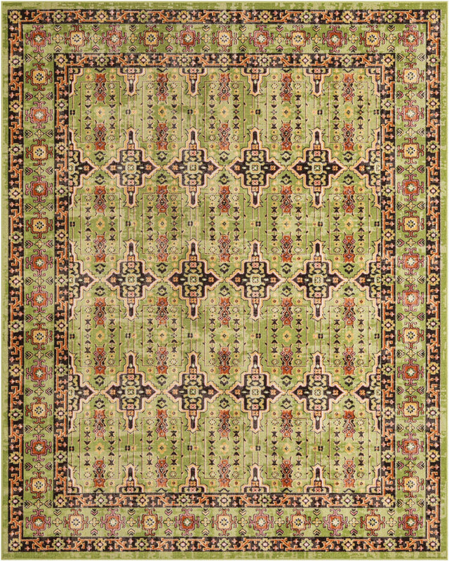 Green 7' 10 x 10' Lucerne Rectangle Area Rug 100% Polypropylene Traditional Classic Easy Clean Carpet for Kitchens, Living Rooms, Bedroom, Office for Sale at Rug Engine