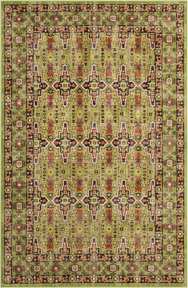 Green 5' 3 x 8' Lucerne Rectangle Area Rug 100% Polypropylene Traditional Classic Easy Clean Carpet for Kitchens, Living Rooms, Bedroom, Office for Sale at Rug Engine
