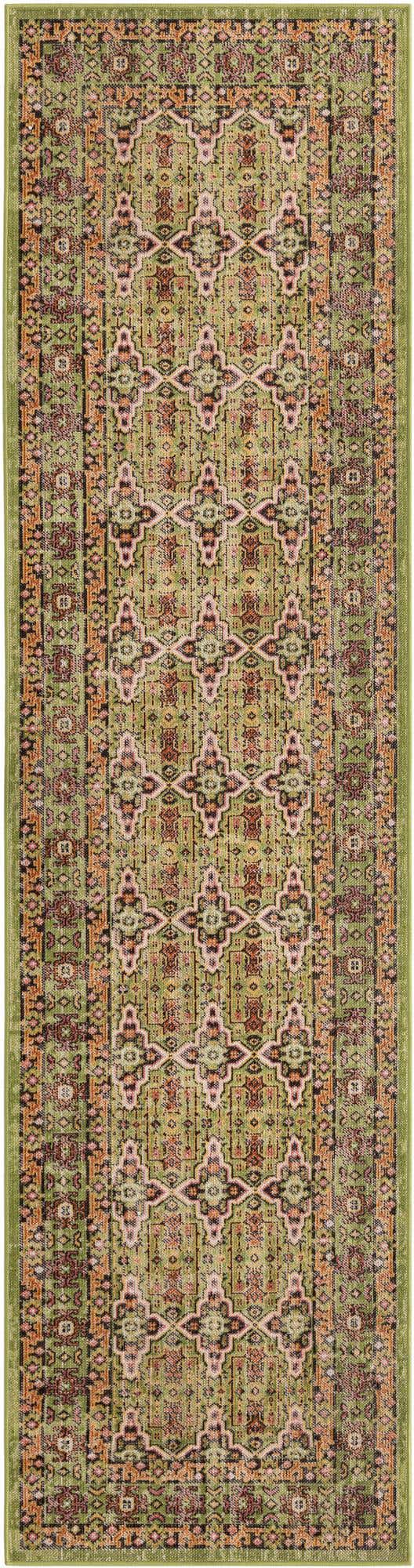Green 2' 7 x 10' Lucerne Runner Area Rug 100% Polypropylene Traditional Classic Easy Clean Carpet for Kitchens, Living Rooms, Bedroom, Office for Sale at Rug Engine