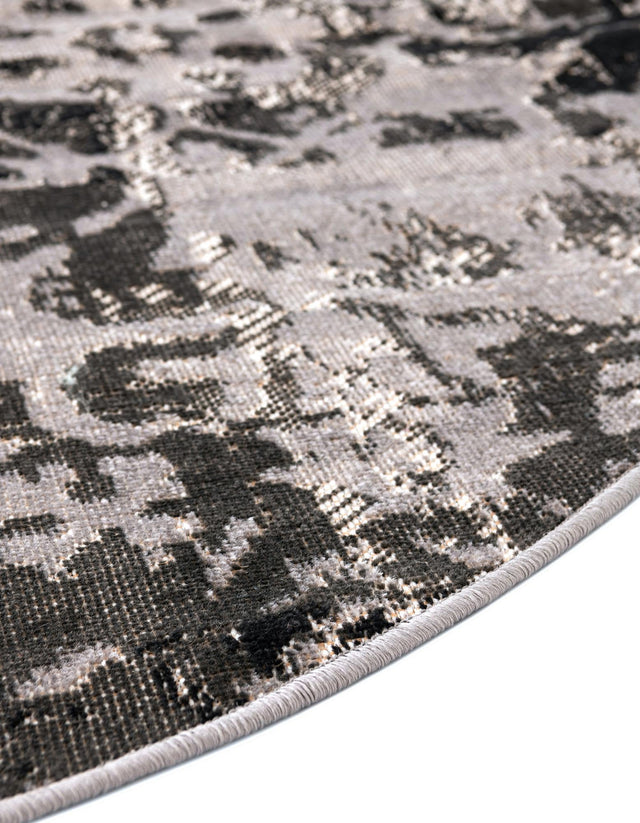 Gray 5' 3 x 5' 3 Lucerne Round Area Rug 100% Polypropylene Traditional Classic Easy Clean Carpet for Kitchens, Living Rooms, Bedroom, Office for Sale at Rug Engine