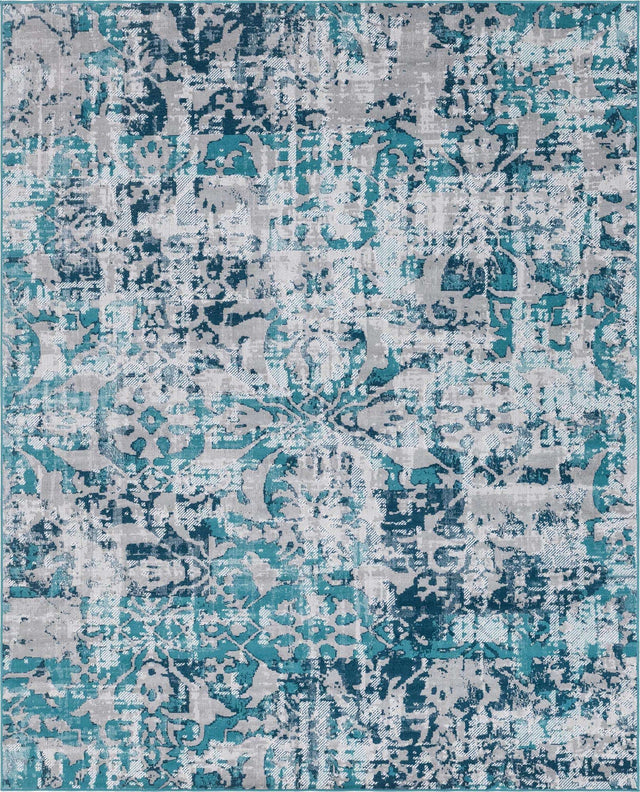 Blue 7' 10 x 10' Lucerne Rectangle Area Rug 100% Polypropylene Traditional Classic Easy Clean Carpet for Kitchens, Living Rooms, Bedroom, Office for Sale at Rug Engine