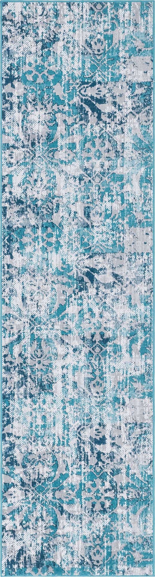 Blue 2' 7 x 10' Lucerne Runner Area Rug 100% Polypropylene Traditional Classic Easy Clean Carpet for Kitchens, Living Rooms, Bedroom, Office for Sale at Rug Engine