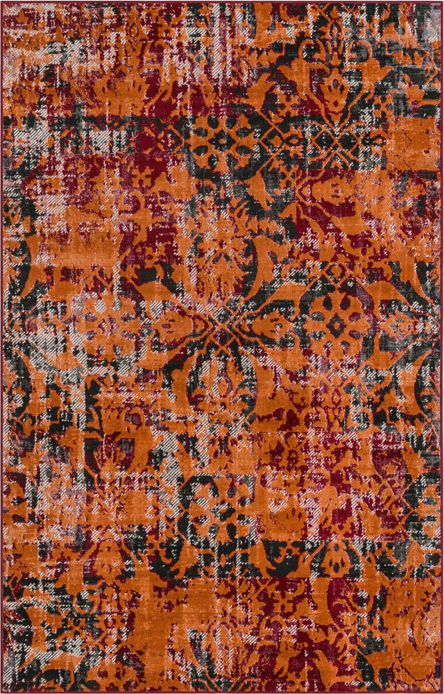 Rust Red 5' 3 x 8' Lucerne Rectangle Area Rug 100% Polypropylene Traditional Classic Easy Clean Carpet for Kitchens, Living Rooms, Bedroom, Office for Sale at Rug Engine