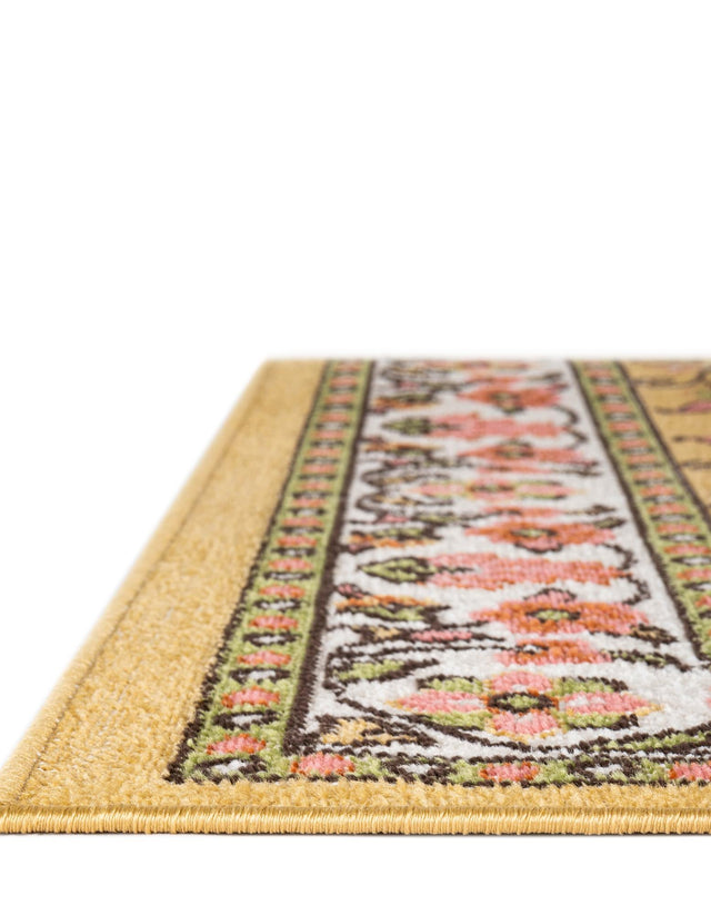 Yellow 5' 3 x 8' Lucerne Rectangle Area Rug 100% Polypropylene Traditional Classic Easy Clean Carpet for Kitchens, Living Rooms, Bedroom, Office for Sale at Rug Engine