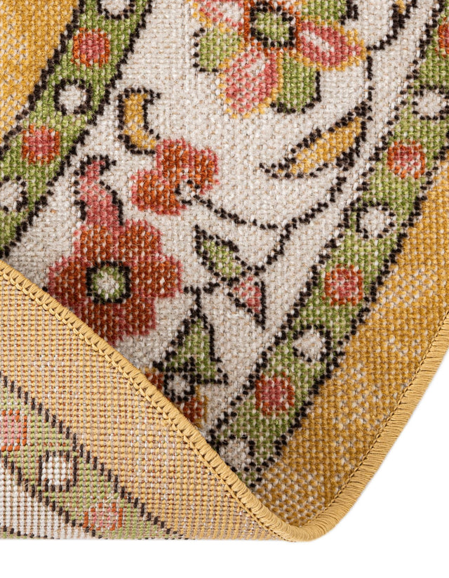 Yellow 5' 3 x 5' 3 Lucerne Round Area Rug 100% Polypropylene Traditional Classic Easy Clean Carpet for Kitchens, Living Rooms, Bedroom, Office for Sale at Rug Engine