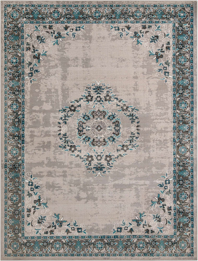 Gray 9' x 12' Lucerne Rectangle Area Rug 100% Polypropylene Traditional Classic Easy Clean Carpet for Kitchens, Living Rooms, Bedroom, Office for Sale at Rug Engine