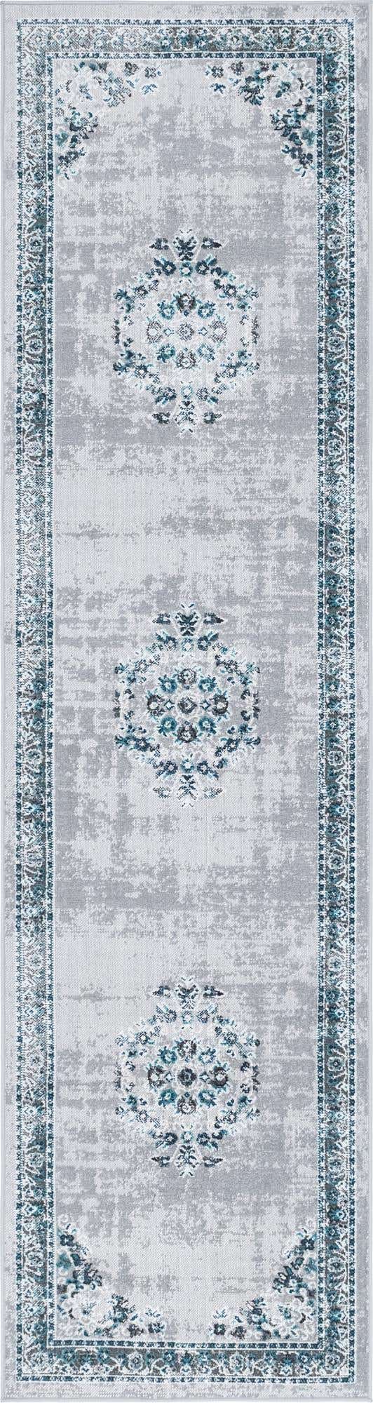 Gray 2' 7 x 10' Lucerne Runner Area Rug 100% Polypropylene Traditional Classic Easy Clean Carpet for Kitchens, Living Rooms, Bedroom, Office for Sale at Rug Engine