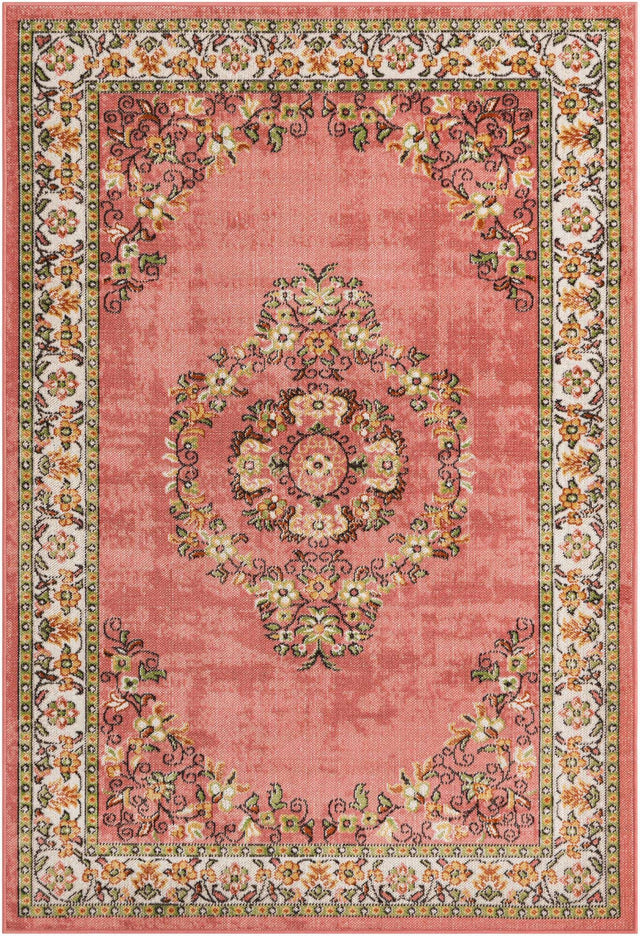 Rose 4' 1 x 6' 1 Lucerne Rectangle Area Rug 100% Polypropylene Traditional Classic Easy Clean Carpet for Kitchens, Living Rooms, Bedroom, Office for Sale at Rug Engine
