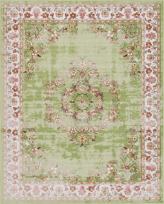 Green 7' 10 x 10' Lucerne Rectangle Area Rug 100% Polypropylene Traditional Classic Easy Clean Carpet for Kitchens, Living Rooms, Bedroom, Office for Sale at Rug Engine
