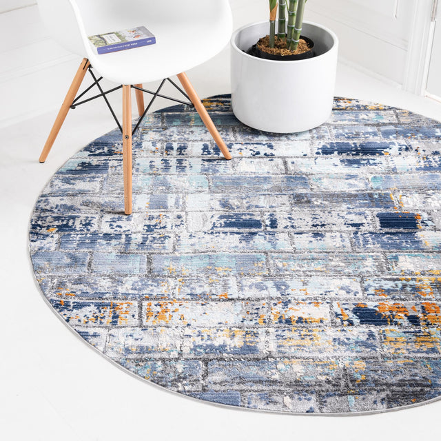 Dark Gray 3' 7 x 3' 7 Malibu Round Area Rug 70% Polypropylene & 30% Polyester Colorful Modern Carpet for Living, Dining, Office, Bedrooms for Sale at Rug Engine