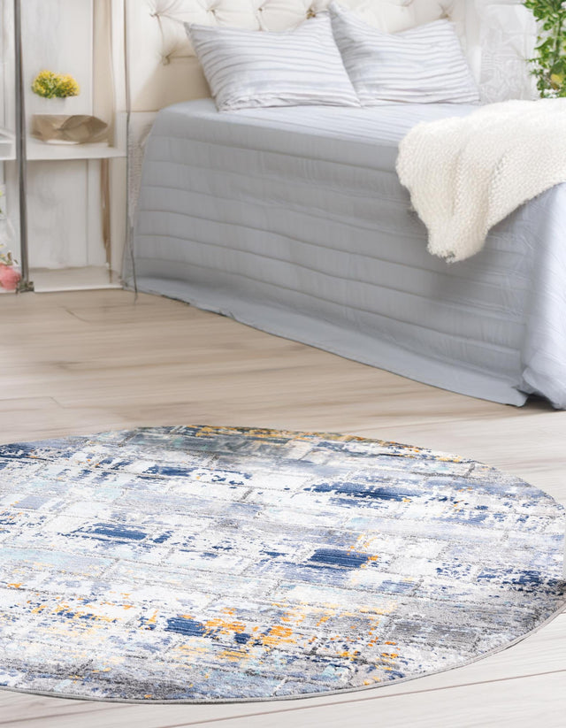 Dark Gray 3' 7 x 3' 7 Malibu Round Area Rug 70% Polypropylene & 30% Polyester Colorful Modern Carpet for Living, Dining, Office, Bedrooms for Sale at Rug Engine