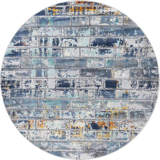 Dark Gray 5' 2 x 5' 2 Malibu Round Area Rug 70% Polypropylene & 30% Polyester Colorful Modern Carpet for Living, Dining, Office, Bedrooms for Sale at Rug Engine