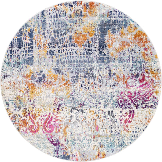 Multicolor 5' 2 x 5' 2 Malibu Round Area Rug 70% Polypropylene & 30% Polyester Colorful Modern Carpet for Living, Dining, Office, Bedrooms for Sale at Rug Engine