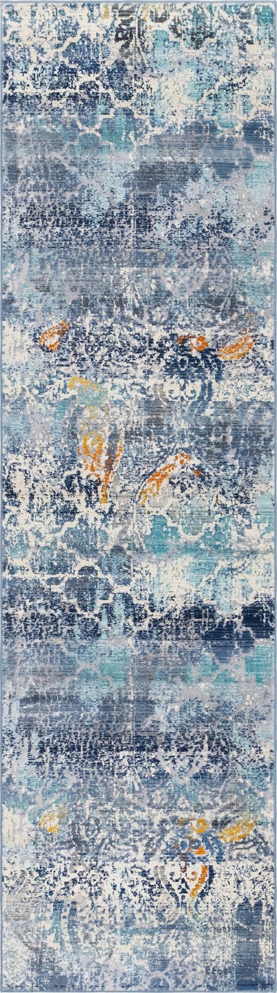 Blue 2' 7 x 9' 10 Malibu Runner Area Rug 70% Polypropylene & 30% Polyester Colorful Modern Carpet for Living, Dining, Office, Bedrooms for Sale at Rug Engine