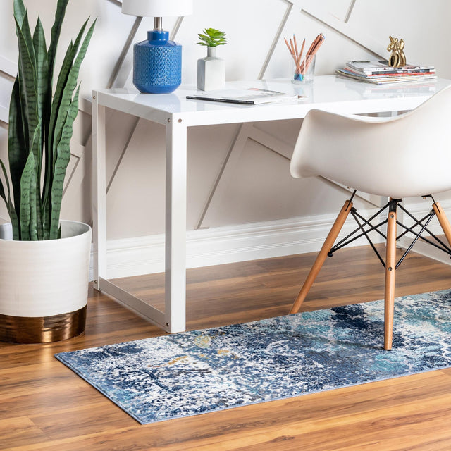 Blue 2' x 5' 11 Malibu Runner Area Rug 70% Polypropylene & 30% Polyester Colorful Modern Carpet for Living, Dining, Office, Bedrooms for Sale at Rug Engine