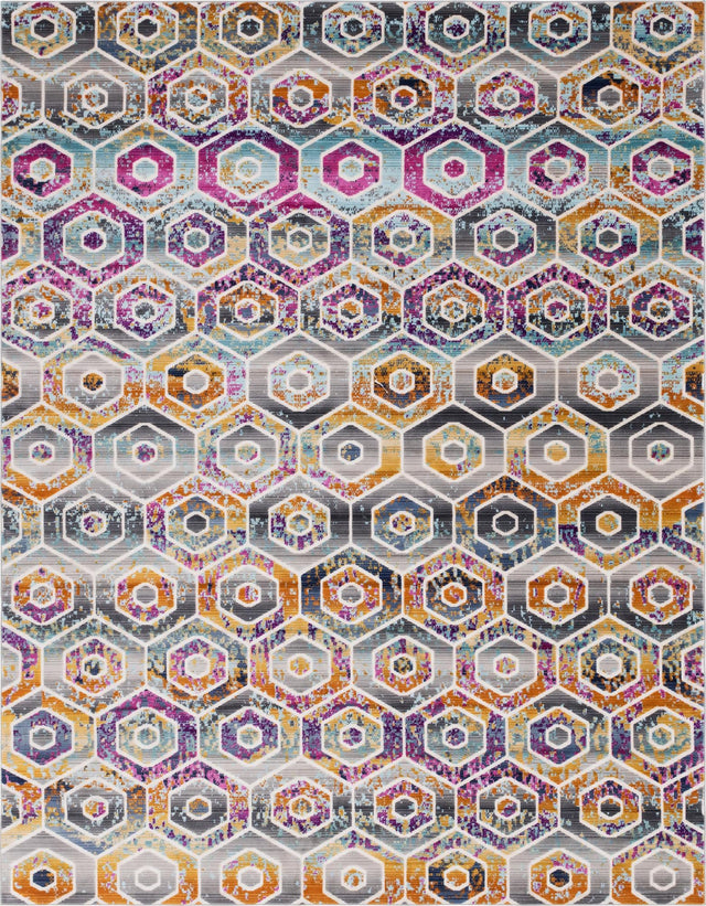 Multicolor 9' x 12' Malibu Rectangle Area Rug 70% Polypropylene & 30% Polyester Colorful Modern Carpet for Living, Dining, Office, Bedrooms for Sale at Rug Engine