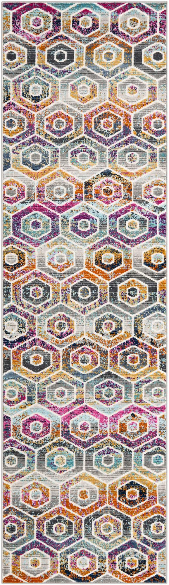 Multicolor 2' 7 x 9' 10 Malibu Runner Area Rug 70% Polypropylene & 30% Polyester Colorful Modern Carpet for Living, Dining, Office, Bedrooms for Sale at Rug Engine