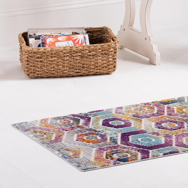 Multicolor 2' 7 x 9' 10 Malibu Runner Area Rug 70% Polypropylene & 30% Polyester Colorful Modern Carpet for Living, Dining, Office, Bedrooms for Sale at Rug Engine