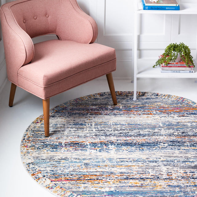 Multicolor 5' 2 x 5' 2 Malibu Round Area Rug 70% Polypropylene & 30% Polyester Colorful Modern Carpet for Living, Dining, Office, Bedrooms for Sale at Rug Engine