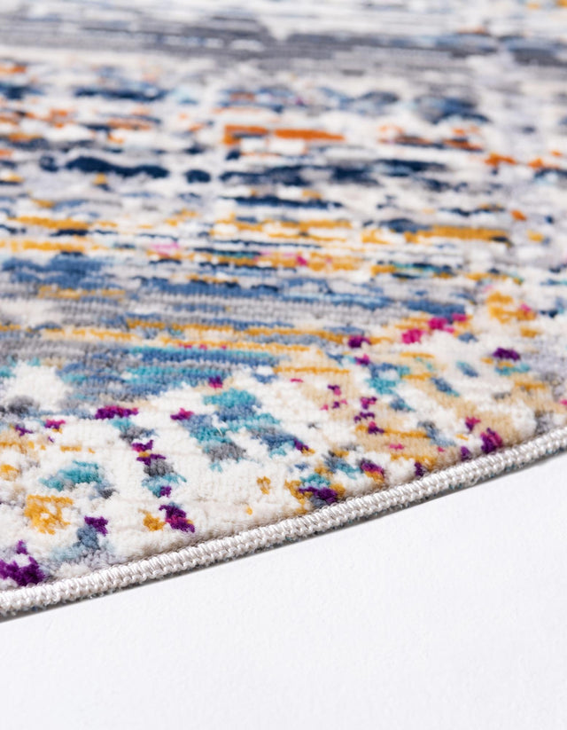 Multicolor 3' 7 x 3' 7 Malibu Round Area Rug 70% Polypropylene & 30% Polyester Colorful Modern Carpet for Living, Dining, Office, Bedrooms for Sale at Rug Engine