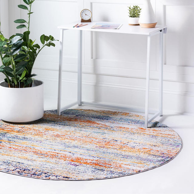 Multicolor 5' 2 x 5' 2 Malibu Round Area Rug 70% Polypropylene & 30% Polyester Colorful Modern Carpet for Living, Dining, Office, Bedrooms for Sale at Rug Engine