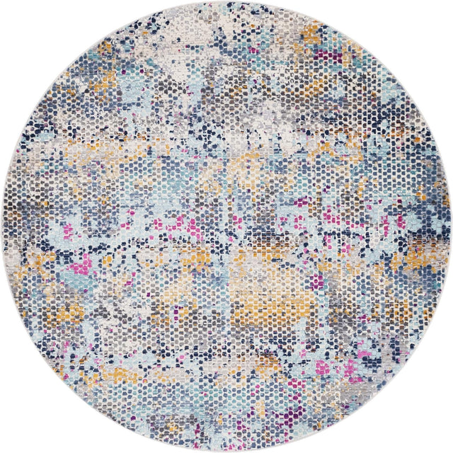 Multicolor 5' 2 x 5' 2 Malibu Round Area Rug 70% Polypropylene & 30% Polyester Colorful Modern Carpet for Living, Dining, Office, Bedrooms for Sale at Rug Engine