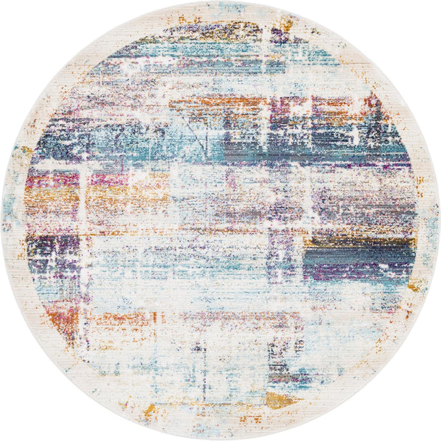 Multicolor 5' 2 x 5' 2 Malibu Round Area Rug 70% Polypropylene & 30% Polyester Colorful Modern Carpet for Living, Dining, Office, Bedrooms for Sale at Rug Engine