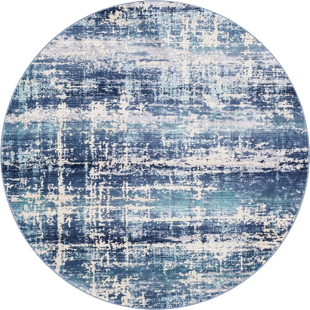 Blue 5' 2 x 5' 2 Malibu Round Area Rug 70% Polypropylene & 30% Polyester Colorful Modern Carpet for Living, Dining, Office, Bedrooms for Sale at Rug Engine