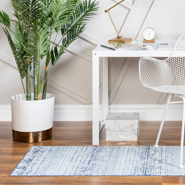 Blue 2' x 5' 11 Malibu Runner Area Rug 70% Polypropylene & 30% Polyester Colorful Modern Carpet for Living, Dining, Office, Bedrooms for Sale at Rug Engine