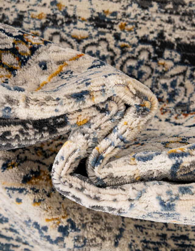 Gray 3' 7 x 3' 7 Budapest Round Area Rug 70% Polypropylene & 30% Polyester With Cotton Backing Traditional Classical Room Carpet for Sale at Rug Engine