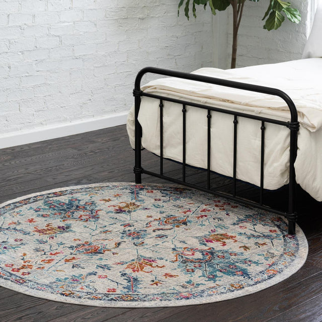 Ivory 3' 7 x 3' 7 Budapest Round Area Rug 70% Polypropylene & 30% Polyester With Cotton Backing Traditional Classical Room Carpet for Sale at Rug Engine