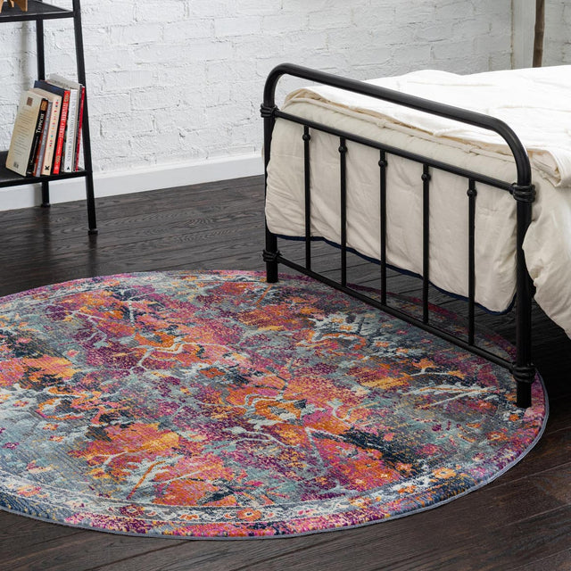 Red 5' 1 x 5' 1 Budapest Round Area Rug 70% Polypropylene & 30% Polyester With Cotton Backing Traditional Classical Room Carpet for Sale at Rug Engine