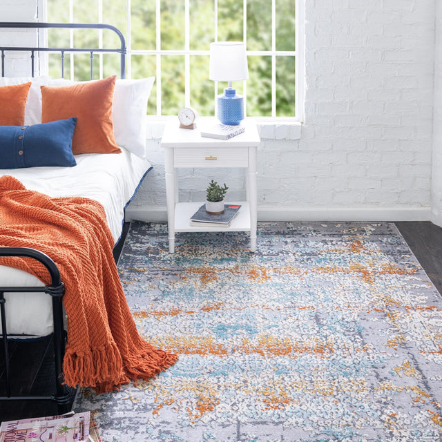 Gray 9' x 12' Budapest Rectangle Area Rug 70% Polypropylene & 30% Polyester With Cotton Backing Traditional Classical Room Carpet for Sale at Rug Engine