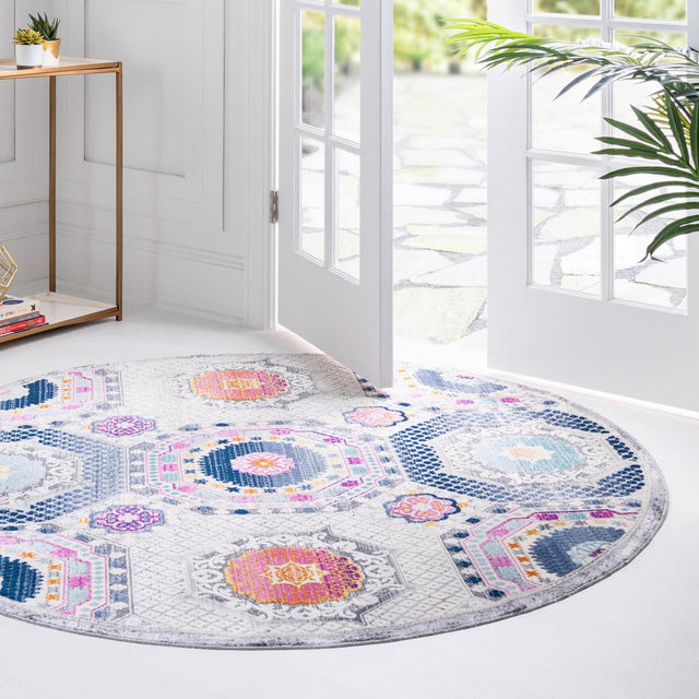 Multicolor 5' 1 x 5' 1 Budapest Round Area Rug 70% Polypropylene & 30% Polyester With Cotton Backing Traditional Classical Room Carpet for Sale at Rug Engine