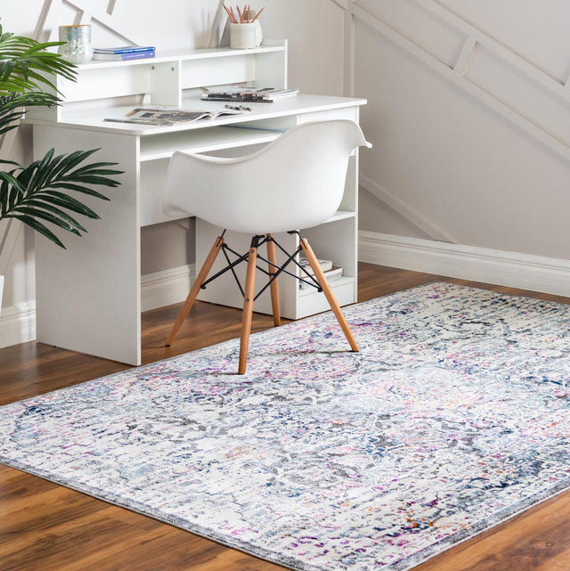 Gray 8' x 10' Budapest Rectangle Area Rug 70% Polypropylene & 30% Polyester With Cotton Backing Traditional Classical Room Carpet for Sale at Rug Engine