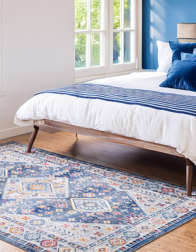 Blue 3' 7 x 5' 3 Budapest Rectangle Area Rug 70% Polypropylene & 30% Polyester With Cotton Backing Traditional Classical Room Carpet for Sale at Rug Engine