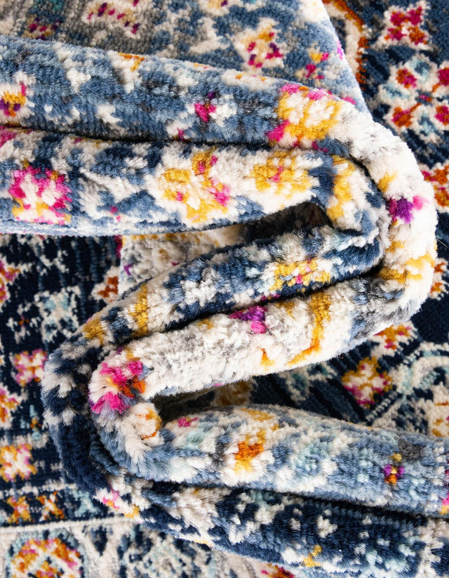 Blue 3' 7 x 3' 7 Budapest Round Area Rug 70% Polypropylene & 30% Polyester With Cotton Backing Traditional Classical Room Carpet for Sale at Rug Engine