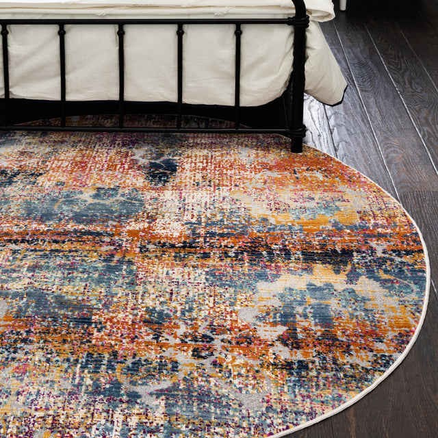 Multicolor 3' 7 x 3' 7 Budapest Round Area Rug 70% Polypropylene & 30% Polyester With Cotton Backing Traditional Classical Room Carpet for Sale at Rug Engine