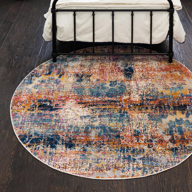 Multicolor 3' 7 x 3' 7 Budapest Round Area Rug 70% Polypropylene & 30% Polyester With Cotton Backing Traditional Classical Room Carpet for Sale at Rug Engine