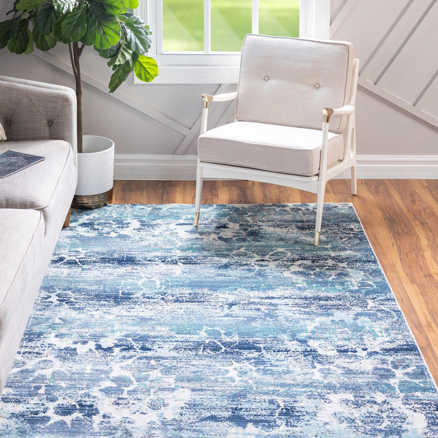 Blue 8' x 9' 10 Budapest Rectangle Area Rug 70% Polypropylene & 30% Polyester With Cotton Backing Traditional Classical Room Carpet for Sale at Rug Engine