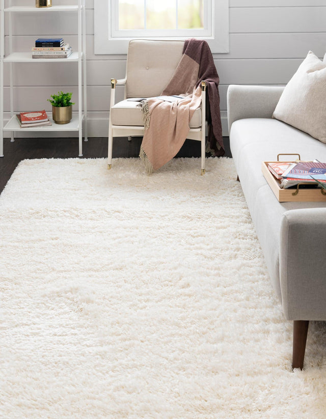 Pearl 9' x 12' Infinity Shag Rectangle Area Rug Thick Soft Touch Fluffy & Plush Shaggy Pile 100% Polypropylene With Jute Backing Solid Color Minimalist Carpet for Sale at Rug Engine